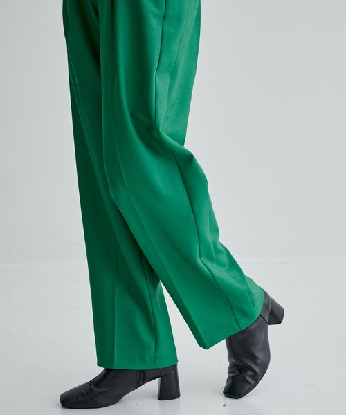 タグ付き【United Tokyo DWS】マーブルストレートパンツ　グリーン UNITED TOKYO（ユナイテッドトウキョウ） スラックス パンツ アーティ