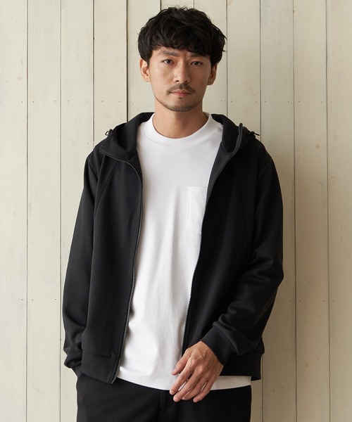 ikka パーカー テックストレッチジップパーカー メンズ