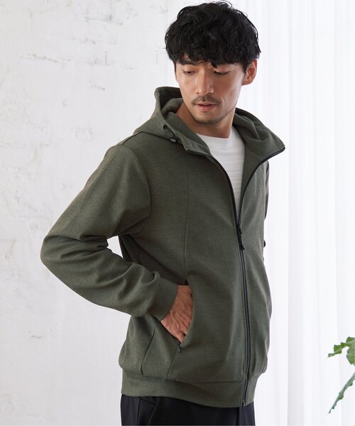 ikka パーカー テックストレッチジップパーカー メンズ