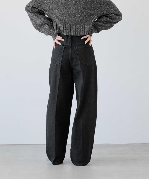 pinue タックステッチデニムパンツ ステッチブラックデニムパンツ | ファッション通販サイト NUGU