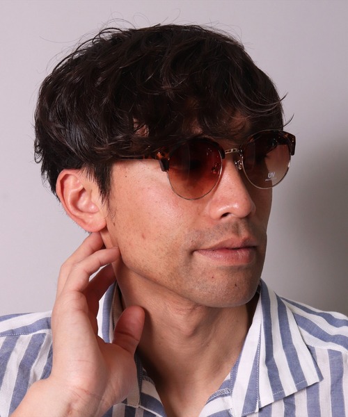 ★スクエアブラウンホピカラーサングラス★ユニセックス★ BAYBLO サングラス (CR)「ユニセックス」ボストン コンビ
