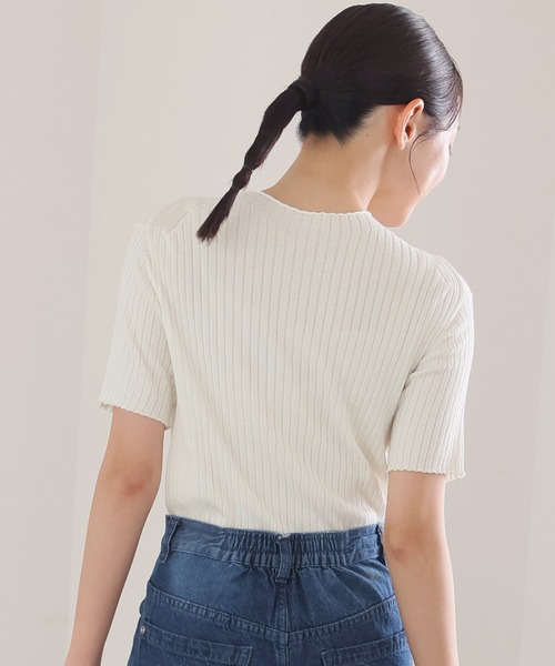 ElegChic ニット セーター プチハイネックハーフスリーブサマー