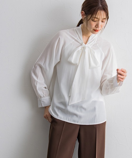 Pierrot（ピエロ） ブラウス シャツ 選べる柄2wayリボンブラウス