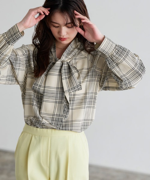 Pierrot（ピエロ） ブラウス シャツ 選べる柄2wayリボンブラウス