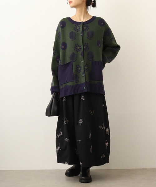 Emago カーディガン EMAGO ひつじジャガードカーデ レディース