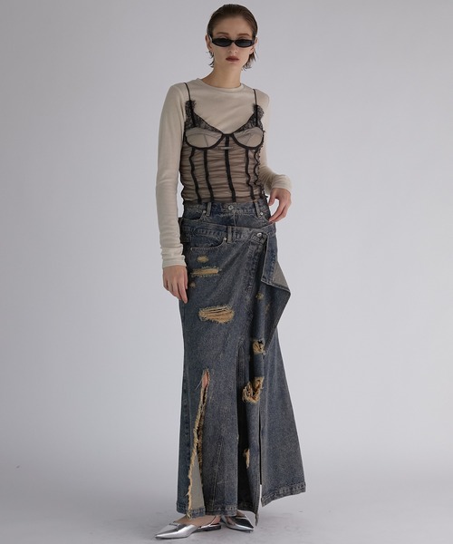 シースルービスチェレイヤードトップ / See-through Bustier