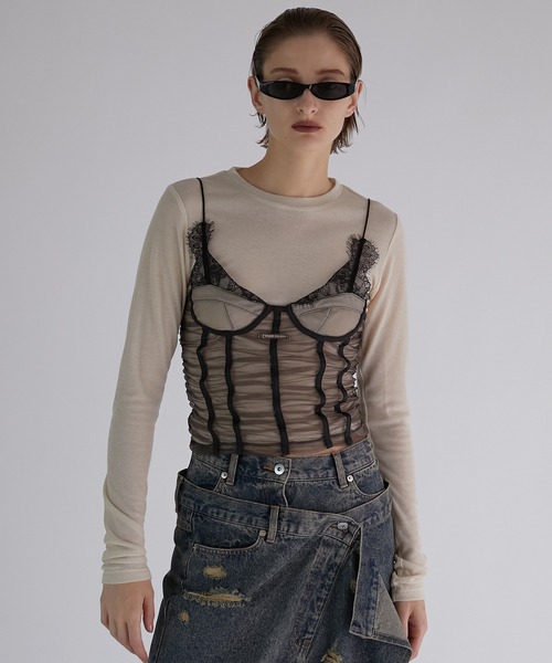 tシャツ Tシャツ レディース シースルービスチェレイヤードトップ / See-through Bustier Layered Top｜zozo｜19