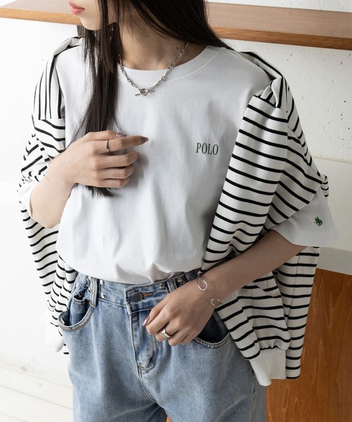 tシャツ 「POLO BCS」Mini POLO oversize print Tee　ミニポロ ワンポイントロゴ　オーバーサイズTシャツ レディース | POLO BCS | 21