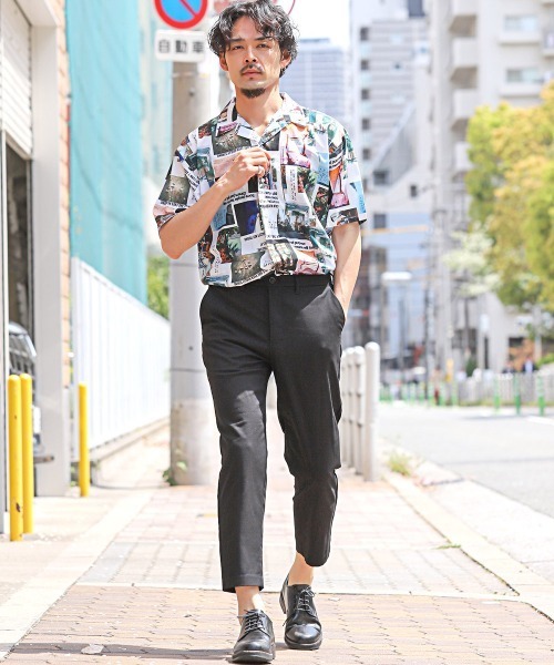 LUXSTYLE（ラグスタイル） シャツ 半袖 総柄フォトプリントオープン