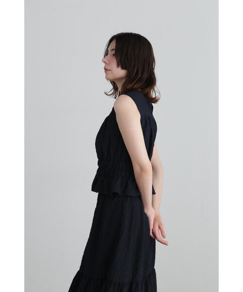 ブラウス シャツ ストライプタックシャーリングブラウス レディース ＆HALF ブラウス シャツ ストライプ袖シャーリングブラウス