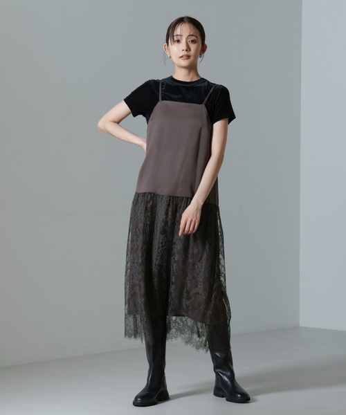 【中古】カデュネ CADUNE 美品 ペプラム ワンピース ミニ リブニット切替 38 黒 ブラック /YJ レディース カデュネ CADUNE 美品 ペプラム ワンピース ミニ リブニット切替 38 黒