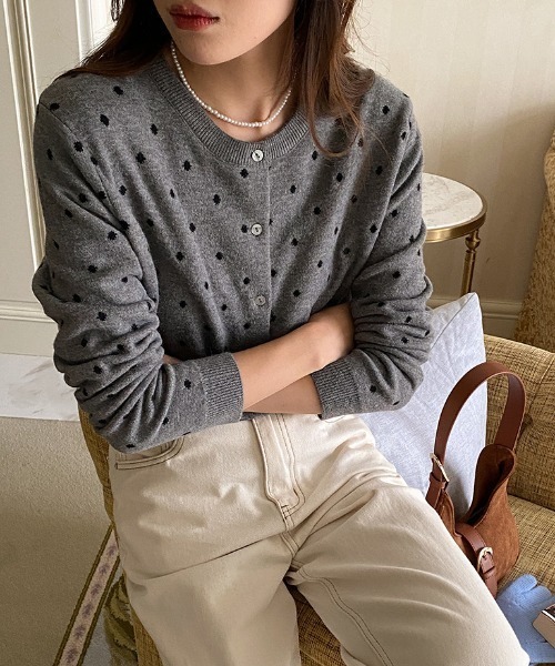 gossip!ロサンゼルス カーディガン ドット柄ショートカーディガン