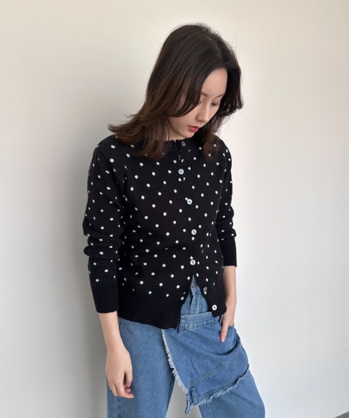 gossip!ロサンゼルス カーディガン ドット柄ショートカーディガン gossip!ロサンゼルス カーディガン ドット柄ショートカーディガン