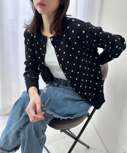gossip!ロサンゼルス カーディガン ドット柄ショートカーディガン