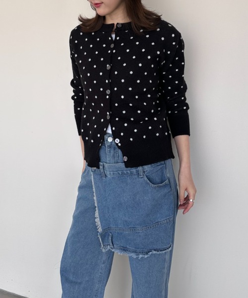 gossip!ロサンゼルス カーディガン ドット柄ショートカーディガン