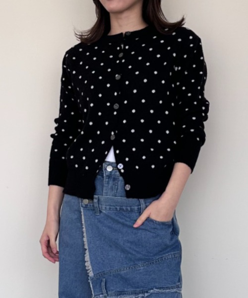 COMME des GARCONS BLACK ドット柄　カーディガン コムデギャルソン CDG ウール カーディガン ドット柄 ブラック (COMME