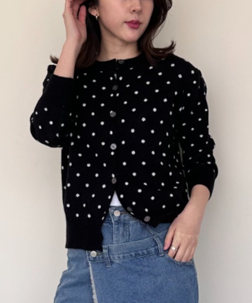 gossip!ロサンゼルス カーディガン ドット柄ショートカーディガン