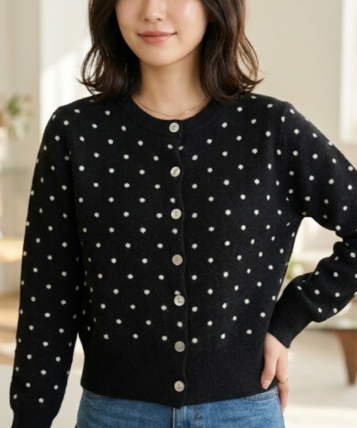 gossip!ロサンゼルス カーディガン ドット柄ショートカーディガン