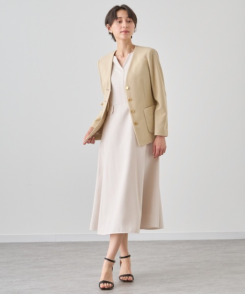 美品✨ANAYI ノースリーブ ワンピース シースルーボーダー 36 洗える・L-size】CINDY / クルーネックノースリーブワンピース