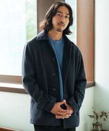 ts(s) チェックメルトンピーコート　グレー×ブラウン×グリーン　名品 ts(s) チェックメルトンピーコート グレー×ブラウン×グリーン 名品