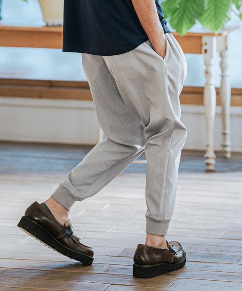 CAMBIO】グレー/ブラック パターン ジョガーパンツ M