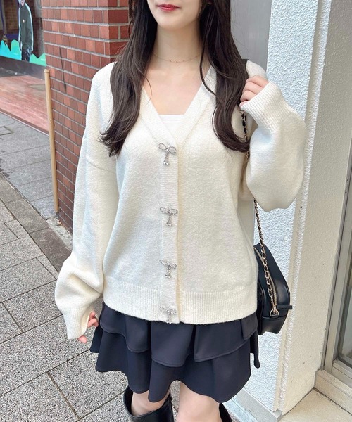 INGNI ニット もちもちリボンボタンニットカーディガン レディース  