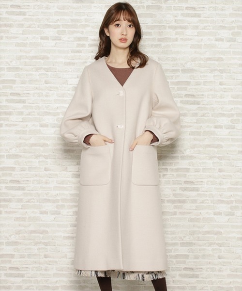 ウィルセレクション❤︎コート WILLSELECTION（ウィルセレクション） ノーカラーコート MEDIUM ピンク