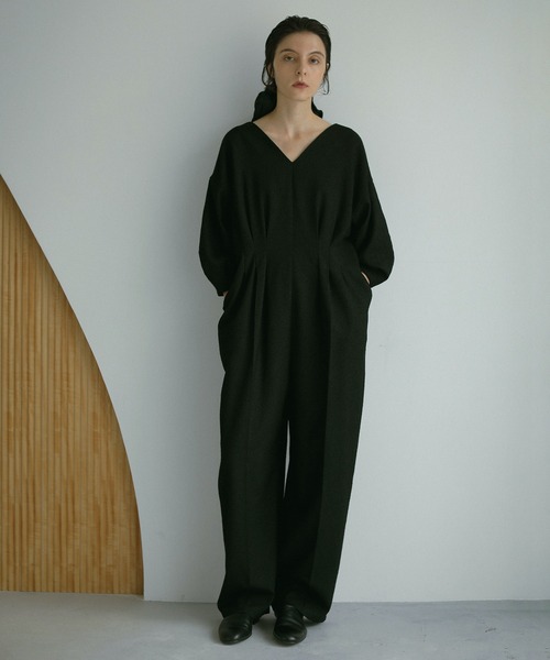 新品未使用 MANOF ブラック 黒 レディース オールインワン Mサイズ MANOF（マノフ） オールインワン TUCK ALL IN ONE レディース