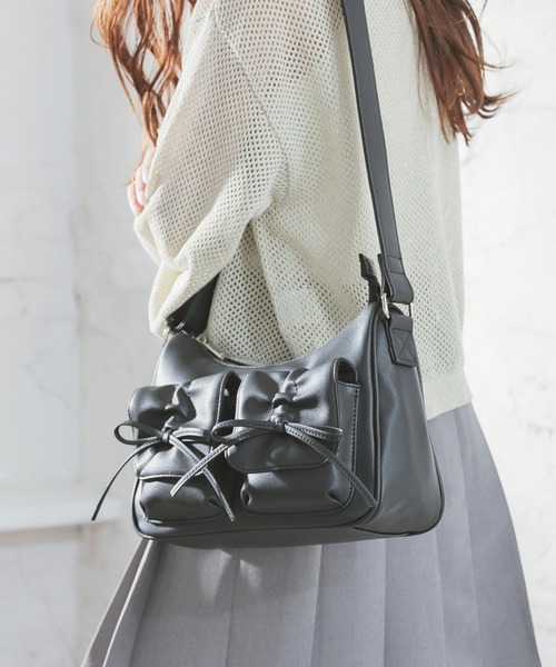 NUMBERING リボン ミニ バゲットバッグ Honeys（ハニーズ） ショルダーバッグ バッグ リボン付ポケットバッグ