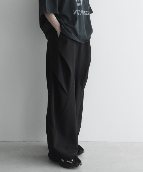 ハーベスティ　ルーズテーパードパンツ　スラックス　ブラック　大きめ　サイズ2 men'sテーパードスラックス black | ok.soon