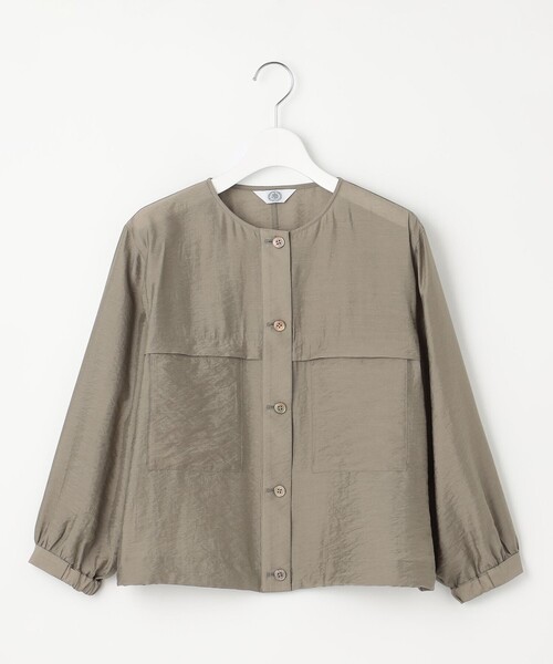 ブルゾン アウター 「洗える」Sheer Vis リネン ノーカラー レディース