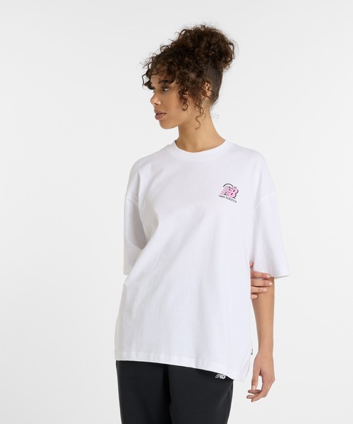 レディース スカルプリントTシャツ ルーズフィット 夏新作 クルーネック UNISEX》Abstract Hand-Printed Oversized Stitched Crew Neck T