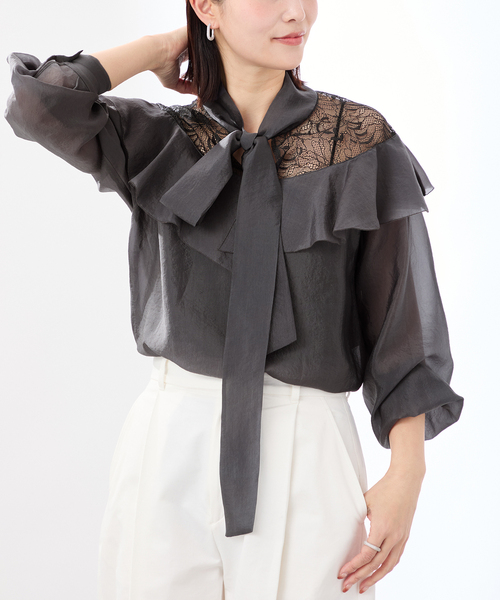 VERMEIL par iena ブラウス シャツ レースコンビブラウス