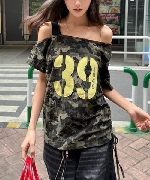 カジュアル 迷彩柄 オフショルダー長袖 スリム Tシャツ ルーズ Amazon.co.jp: シャツ 迷彩柄 カモフラ柄 長袖 レディース 前