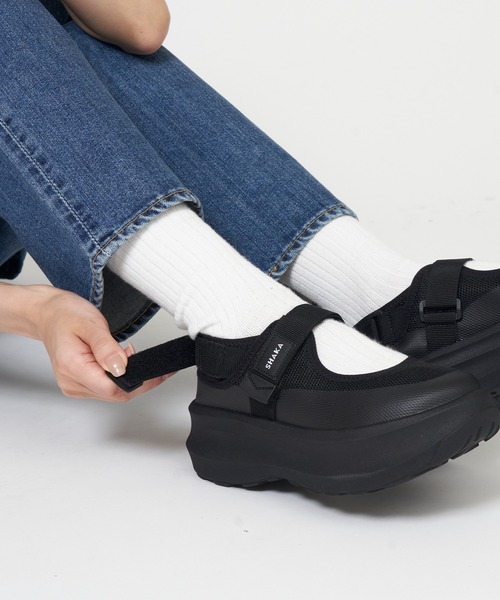 サンダル・ミュール ALEXANDER MCQUEEN Denim Mary Jane SHAKA サンダル 厚底 スニサン MARYJANE TRAIL CHUNKY GES