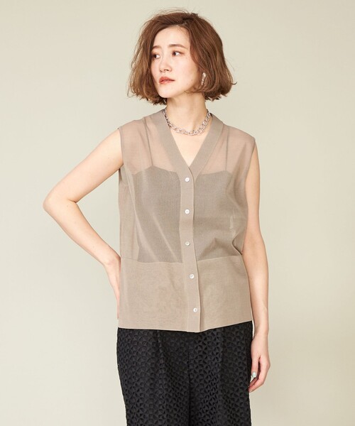 ベスト ジレ グリッターニットVネックベスト レディース She's Closet ベスト ジレ オーバーサイズ深Vネックロング丈