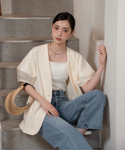 人気のクリスマスアイテムがいっぱい！ ジャケット I_am ノーカラージャケット collar no sleeve puff ジャケット・アウター