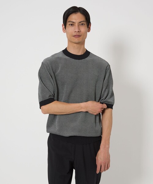 マーク＆ロナ クルーネック ニット 46 green label relaxing セーター ニット A+ マイクロパターン