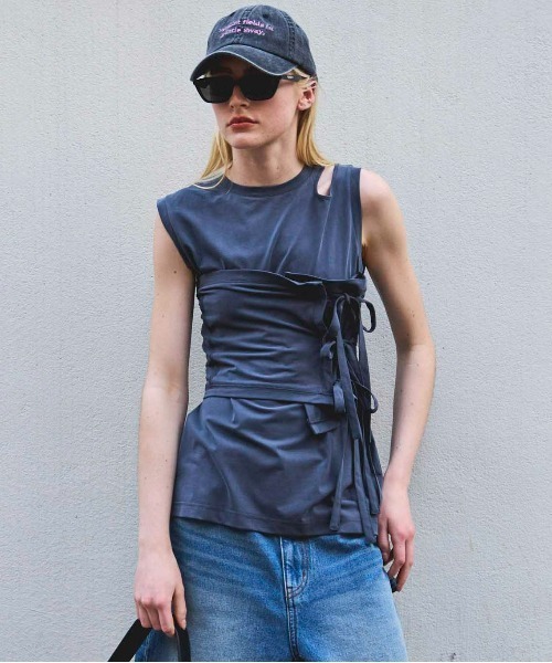 tシャツ Ribbon Bare Sleeveless TEE/リボンベアノースリーブTEE「MAISON SPECIAL/メゾンスペシャル」セット