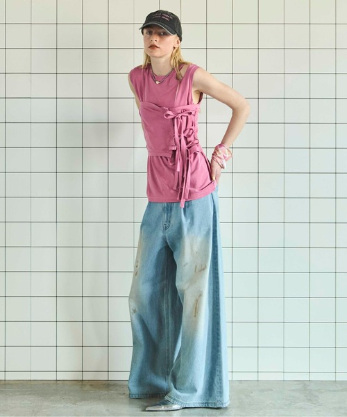 tシャツ Ribbon Bare Sleeveless TEE/リボンベアノースリーブTEE「MAISON SPECIAL/メゾンスペシャル」セット MAISON SPECIAL(メゾンスペシャル)｜Ribbon Bare Sleeveless TEE