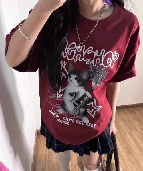 LADY LIKE（レディライク） tシャツ 半袖 キャットロックゆったり半袖T