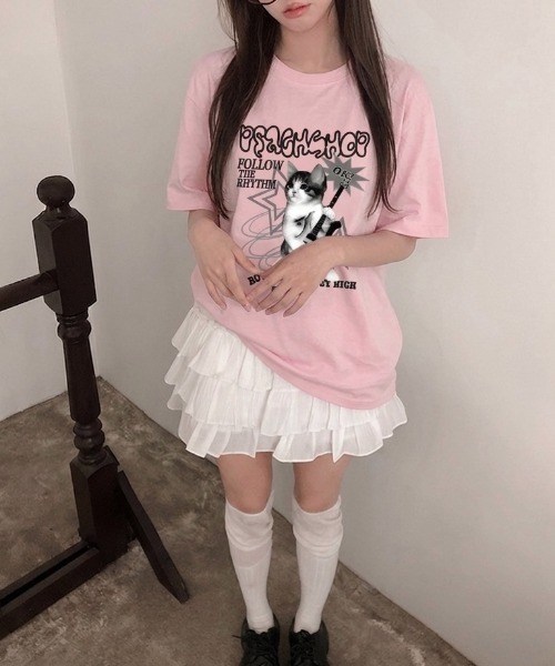 LADY LIKE（レディライク） tシャツ 半袖 キャットロックゆったり半袖T