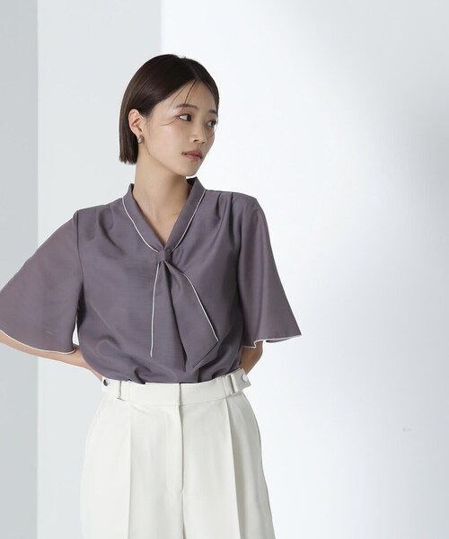 「NATURAL BEAUTY BASIC」 7分袖ブラウス SMALL チャコールグレー レディース