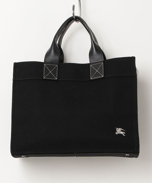 専用 BURBERRY BLUELABEL ボストン トートバッグ ブラック BURBERRY BLUE LABEL 「BURBERRY LABEL」 刺繍トートバッグ