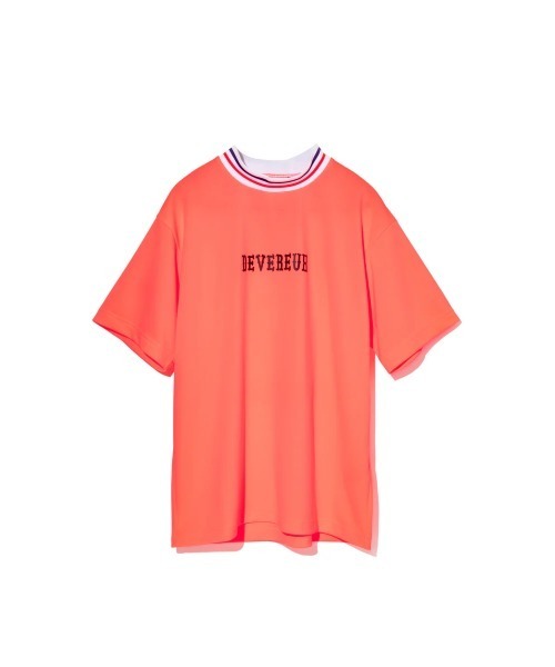 【DEVERAUX GOLF 】デヴァロー　メンズ　モックネック　オレンジ　M DEVEREUX GOLF tシャツ ARIZONAアクティブリブモックネックTEE メンズ