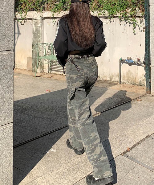 「gossip！ロサンゼルス」 加工デニムパンツ L カーキ レディース