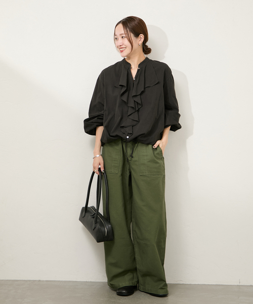 ブラウス シャツ ボイルストライプフリルブラウス レディース JOURNAL STANDARD ブラウス シャツ ボイルストライプフリル