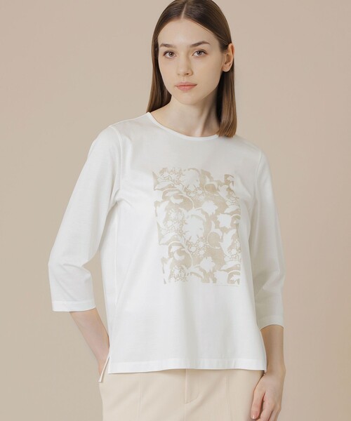 未使用 MACKINTOSH マッキントッシュ BIBURY FLOWER 001 Tシャツ 1点 38 コットン100％ 半袖 トップス レディース AM7954A53 MACKINTOSH LONDON（マッキントッシュ ロンドン） tシャツ 「BIBURY