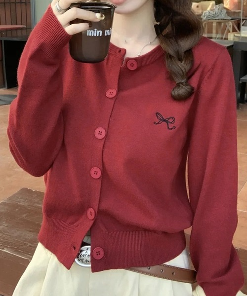 ALTROSE（アルトローズ） カーディガン リボン 刺繍 ガーリー