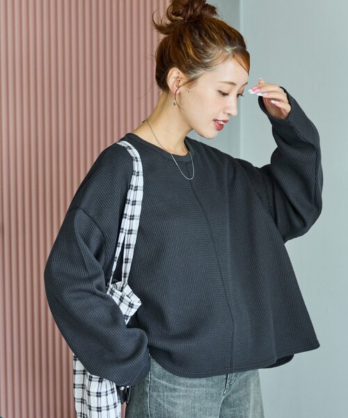 tシャツ 限定展開　ワッフル ショート ラウンド クルー ネック プルオーバー レディース | FREAK'S STORE | 17